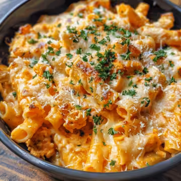Buffalo Chicken Baked Ziti taken with iphone 15 pro max --iw 2 --ar 4:5 --v 6.0 --raw