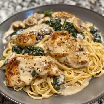 Chicken Florentine taken with iphone 15 pro max --iw 2 --ar 4:5 --v 6.0 --raw