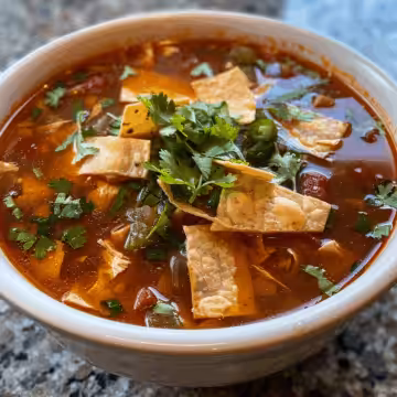 Chicken Tortilla Soup taken with iphone 15 pro max --iw 2 --ar 4:5 --v 6.0 --raw