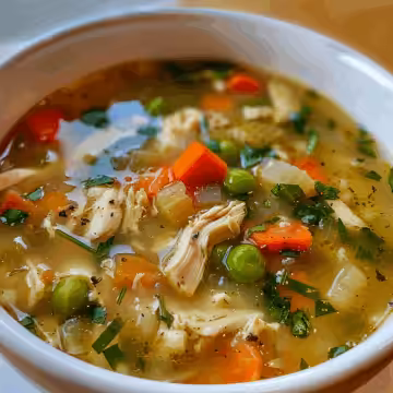 Chicken Vegetable Soup taken with iphone 15 pro max --iw 2 --ar 4:5 --v 6.0 --raw