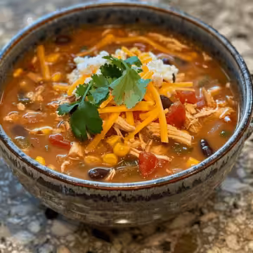 Copycat Chick-Fil-A Chicken Tortilla Soup taken with iphone 15 pro max --iw 2 --ar 4:5 --v 6.0 --raw