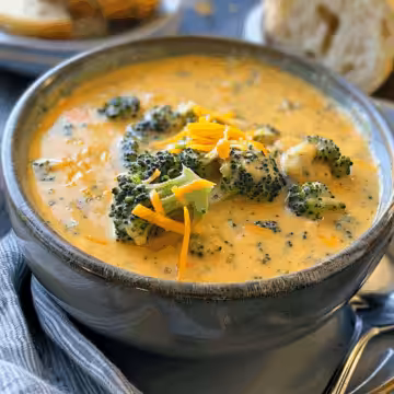 Copycat Panera Broccoli Cheddar Soup taken with iphone 15 pro max --iw 2 --ar 4:5 --v 6.0 --raw