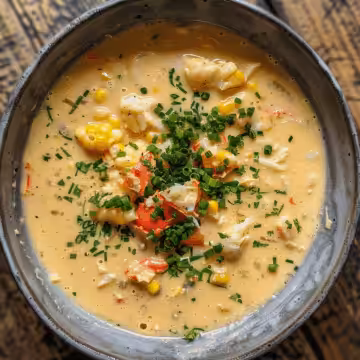 Corn and Crabmeat Soup taken with iphone 15 pro max --iw 2 --ar 4:5 --v 6.0 --raw
