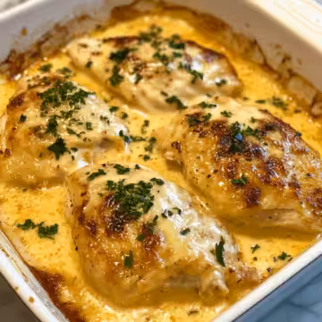 Creamy Baked Chicken Recipe taken with iphone 15 pro max --iw 2 --ar 4:5 --v 6.1 --raw