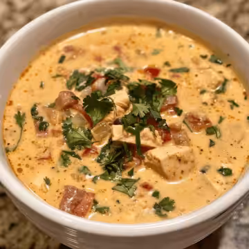 Creamy Chicken Enchilada Soup taken with iphone 15 pro max --iw 2 --ar 4:5 --v 6.0 --raw