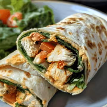 Creamy Chicken Power Wraps ( Low-Carb) taken with iphone 15 pro max --iw 2 --ar 4:5 --v 6.0 --raw