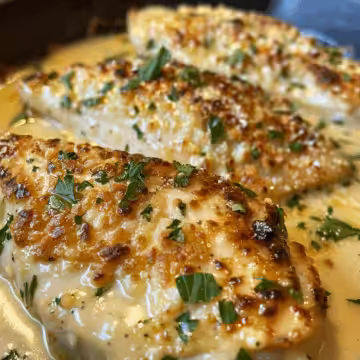 Creamy Garlic Parmesan Chicken taken with iphone 15 pro max --iw 2 --ar 4:5 --v 6.0 --raw