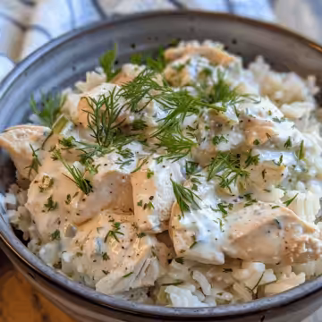 Easy Dump-And-Bake Chicken Tzatziki and Rice taken with iphone 15 pro max --iw 2 --ar 4:5 --v 6.0 --raw