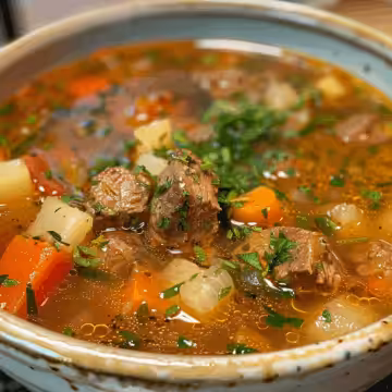 Hungarian Hangover Soup taken with iphone 15 pro max --iw 2 --ar 4:5 --v 6.0 --raw