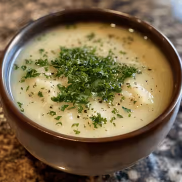 Julia Child's Garlic Soup (Aigo Bouido) taken with iphone 15 pro max --iw 2 --ar 4:5 --v 6.0 --raw