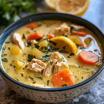 Lemon Chicken Soup taken with iphone 15 pro max --iw 2 --ar 4:5 --v 6.0 --raw