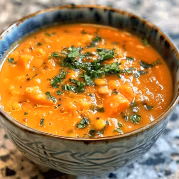 Moroccan Carrot Red Lentil Soup taken with iphone 15 pro max --iw 2 --ar 4:5 --v 6.0 --raw