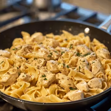 One-Pan Chicken with Buttered Noodles taken with iphone 15 pro max --iw 2 --ar 4:5 --v 6.1 --raw