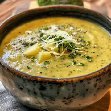 Potato Broccoli Soup taken with iphone 15 pro max --iw 2 --ar 4:5 --v 6.0 --raw