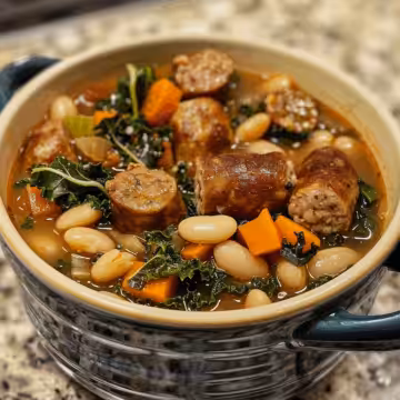 Sausage, Kale, and White Bean Soup taken with iphone 15 pro max --iw 2 --ar 4:5 --v 6.0 --raw