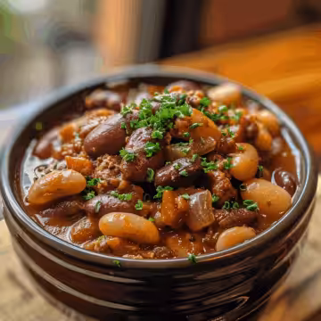 Slow Cooker Cowboy Beans taken with iphone 15 pro max --iw 2 --ar 4:5 --v 6.0 --raw