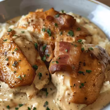 Slow Cooker Creamy Bacon Chicken taken with iphone 15 pro max --iw 2 --ar 4:5 --v 6.0 --raw