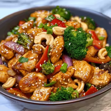 Thai Cashew Chicken Stir Fry taken with iphone 15 pro max --iw 2 --ar 4:5 --v 6.0 --raw