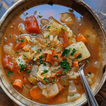 The Original Fat Burning Cabbage Soup taken with iphone 15 pro max --iw 2 --ar 4:5 --v 6.0 --raw