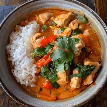 Tropical Red Curry with Chicken taken with iphone 15 pro max --iw 2 --ar 4:5 --v 6.0 --raw