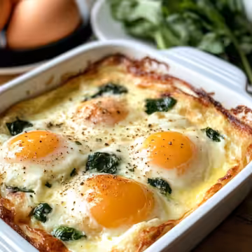 Baked Eggs Napoleon A Delicious Easy Brunch Recipe taken with iphone 15 pro max --iw 2 --ar 4:5 --v 6.1 --raw