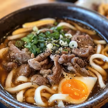 Beef Black Pepper Udon taken with iphone 15 pro max --iw 2 --ar 4:5 --v 6.1 --raw