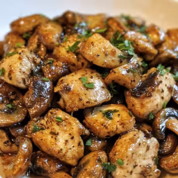Black Pepper Chicken Mushrooms taken with iphone 15 pro max --iw 2 --ar 4:5 --v 6.1 --raw