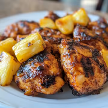 Brown Sugar Pineapple Chicken taken with iphone 15 pro max --iw 2 --ar 4:5 --v 6.1 --raw