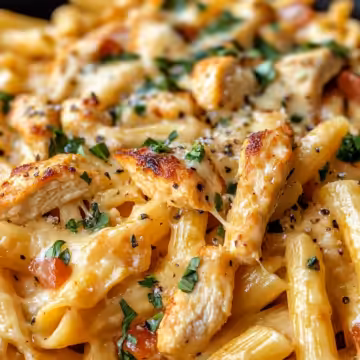 Cheesy Chicken Pasta Recipe Recipe taken with iphone 15 pro max --iw 2 --ar 4:5 --v 6.1 --raw