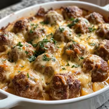 Cheesy French Onion Meatballs taken with iphone 15 pro max --iw 2 --ar 4:5 --v 6.1 --raw