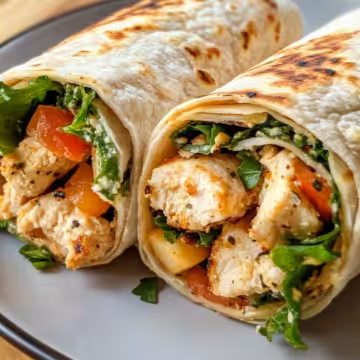 Cheesy Garlic Chicken Wraps taken with iphone 15 pro max --iw 2 --ar 4:5 --v 6.1 --raw