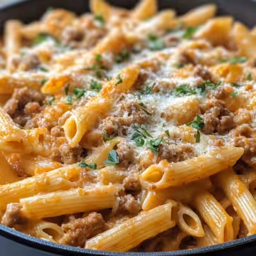 Cheesy Sausage Pasta Recipe Is A Must Try Dish taken with iphone 15 pro max --iw 2 --ar 4:5 --v 6.1 --raw