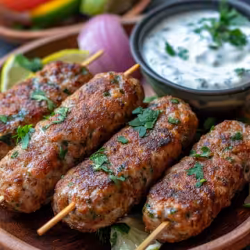 Chicken Kofta With Garlic Yogurt Sauce Recipe A Must Try taken with iphone 15 pro max --iw 2 --ar 4:5 --v 6.1 --raw