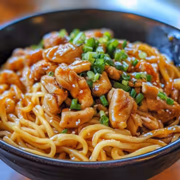 Chicken Teriyaki Noodles taken with iphone 15 pro max --iw 2 --ar 4:5 --v 6.1 --raw