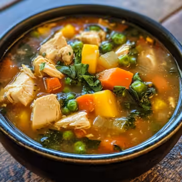 Chicken Vegetable Soup taken with iphone 15 pro max --iw 2 --ar 4:5 --v 6.1 --raw