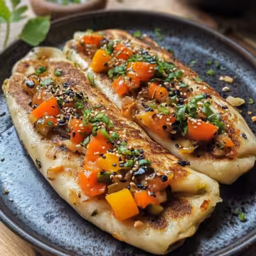 Chinese Style Savoury Stuffed Breakfast Pancakes Vegan Recipe taken with iphone 15 pro max --iw 2 --ar 4:5 --v 6.1 --raw