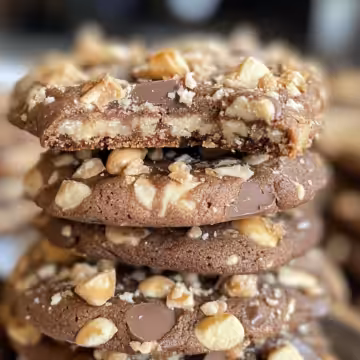 Chocolate Hazelnut Crunch Cookies taken with iphone 15 pro max --iw 2 --ar 4:5 --v 6.1 --raw