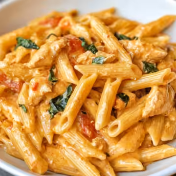 Crack Chicken Penne Recipe A Creamy Flavor Packed Delight taken with iphone 15 pro max --iw 2 --ar 4:5 --v 6.1 --raw