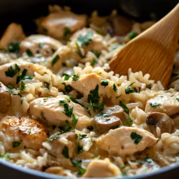 Creamy Herb Chicken Basmati Rice A Comforting Flavor Packed One Pan Meal taken with iphone 15 pro max --iw 2 --ar 4:5 --v 6.1 --raw
