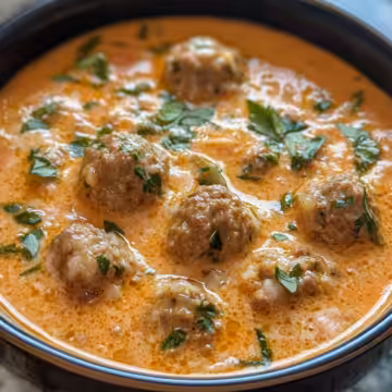 Creamy Italian Meatball Soup taken with iphone 15 pro max --iw 2 --ar 4:5 --v 6.1 --raw