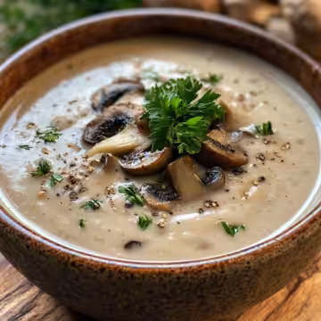 Creamy Mushroom Soup taken with iphone 15 pro max --iw 2 --ar 4:5 --v 6.1 --raw