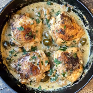 Creamy Pepperoncini Chicken Skillet taken with iphone 15 pro max --iw 2 --ar 4:5 --v 6.1 --raw
