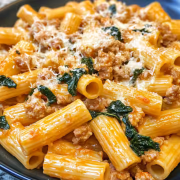 Creamy Sausage Rigatoni taken with iphone 15 pro max --iw 2 --ar 4:5 --v 6.1 --raw