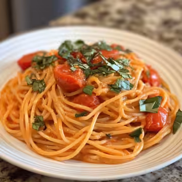 Creamy Tomato Garlic Pasta taken with iphone 15 pro max --iw 2 --ar 4:5 --v 6.1 --raw