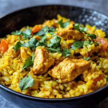 Curried Coconut Chicken Rice taken with iphone 15 pro max --iw 2 --ar 4:5 --v 6.1 --raw