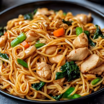 Delicious Chicken Lo Mein Recipe For Easy Meals taken with iphone 15 pro max --iw 2 --ar 4:5 --v 6.1 --raw