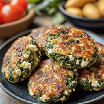 Delicious Easy Spinach And Feta Patties Quick Snack taken with iphone 15 pro max --iw 2 --ar 4:5 --v 6.1 --raw