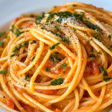 Delicious Tomato Butter Pasta Quick Silky Recipe taken with iphone 15 pro max --iw 2 --ar 4:5 --v 6.1 --raw