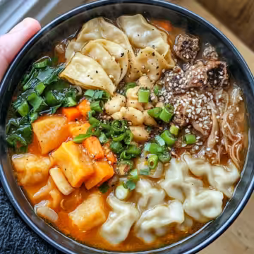 Easy Potsticker Soup Recipe for Comfort Food Lovers taken with iphone 15 pro max --iw 2 --ar 4:5 --v 6.1 --raw