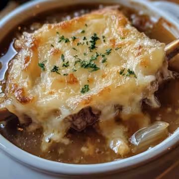 French Onion Beef Short Rib Soup taken with iphone 15 pro max --iw 2 --ar 4:5 --v 6.1 --raw